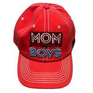 Red “Mom of Boys” Embroidered Hat NWOT